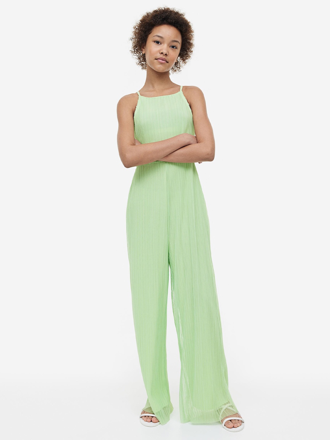 

H&M Girls Pleated Jumpsuit, Green