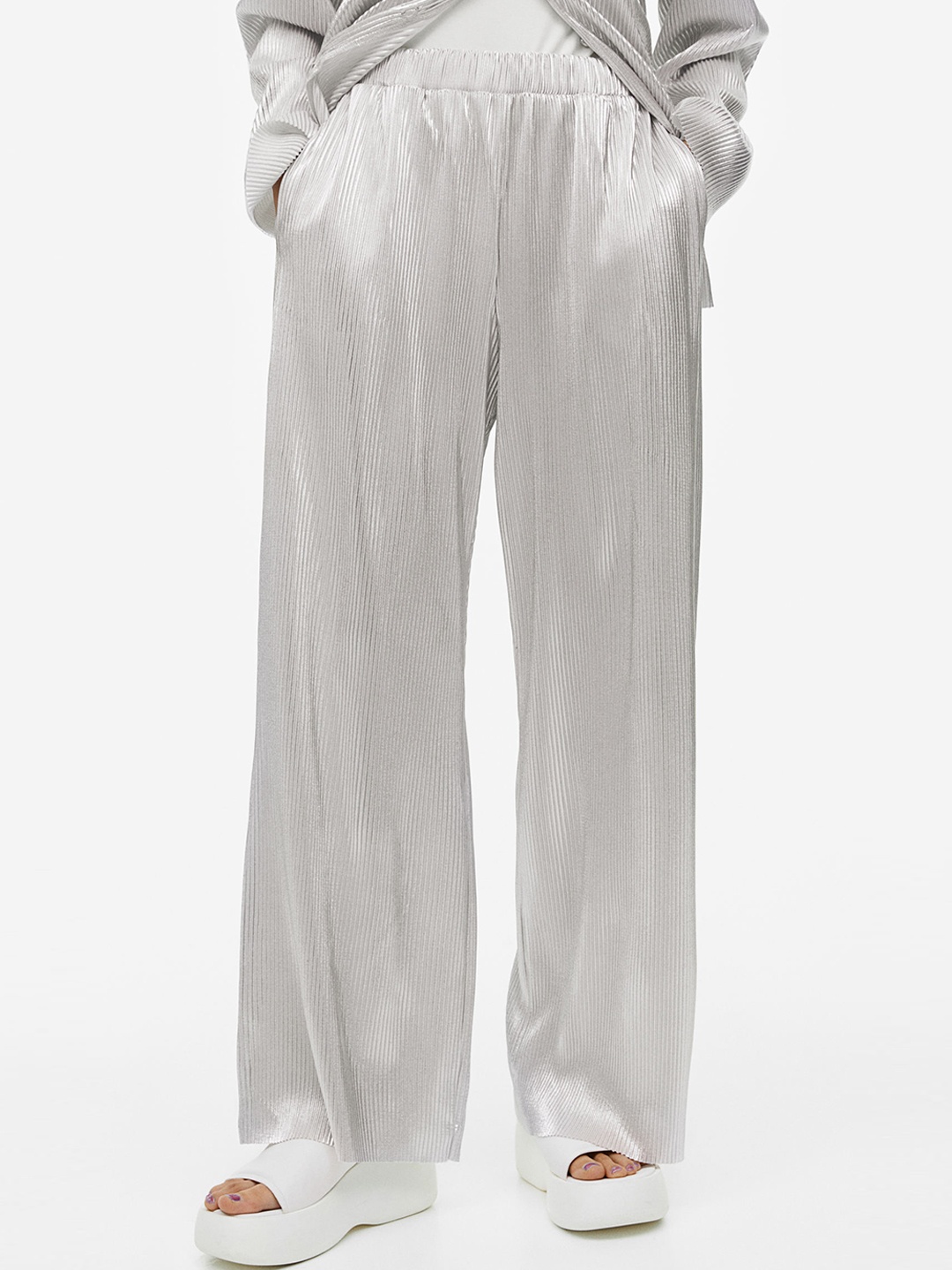 

H&M Women Pull-On Jersey Trousers, Silver
