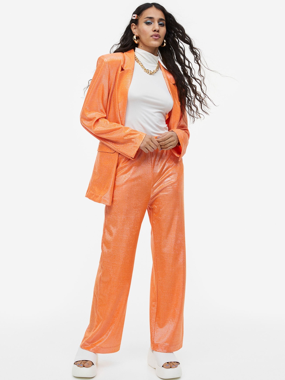 

H&M Women Pull-On Jersey Trousers, Orange