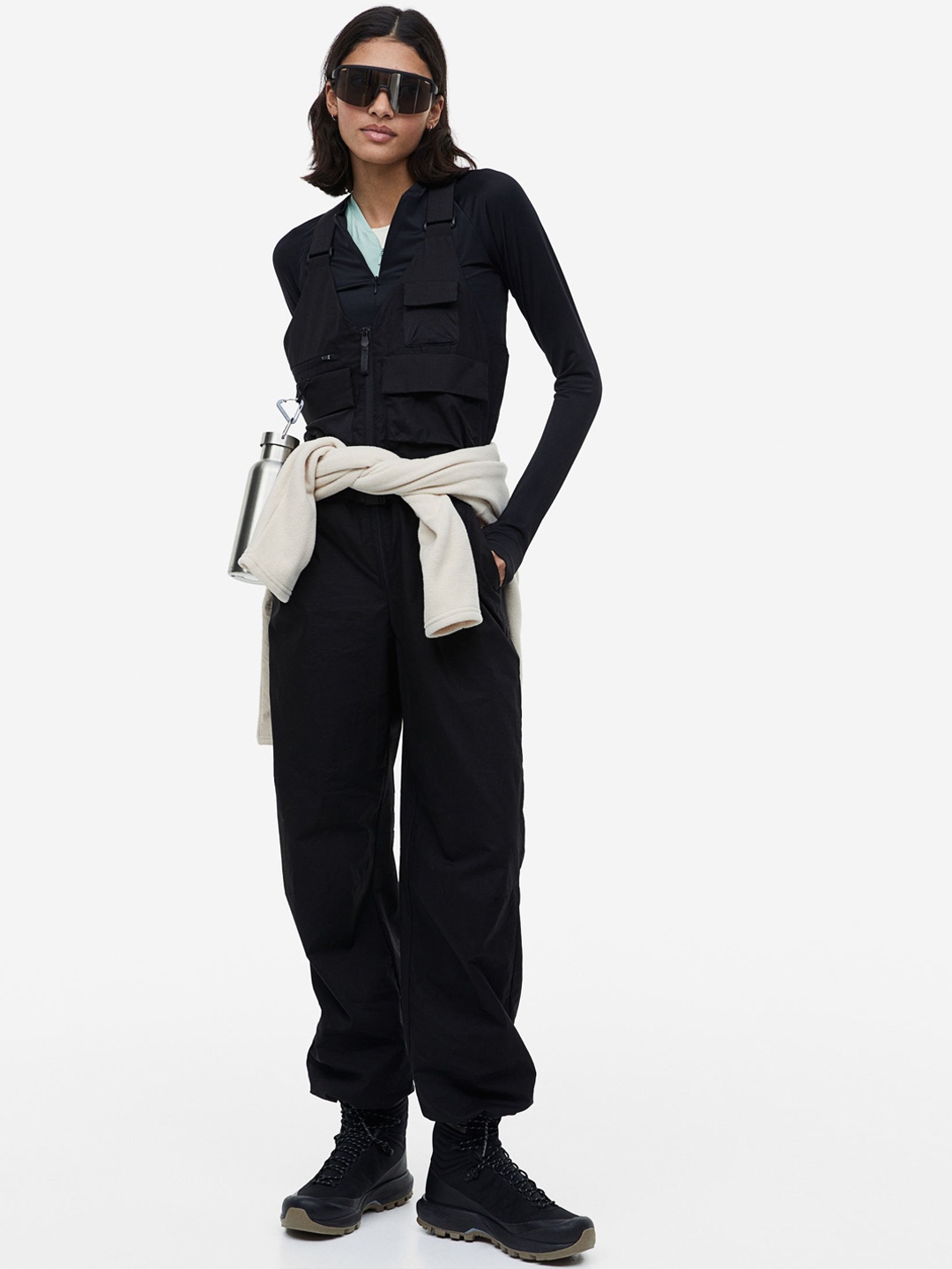 

H&M Water-repellent Outdoor Dungarees, Black