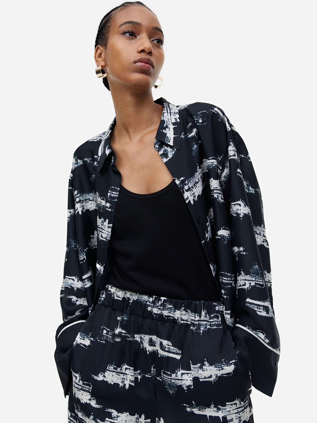 

H&M Patterned Trousers, Blue