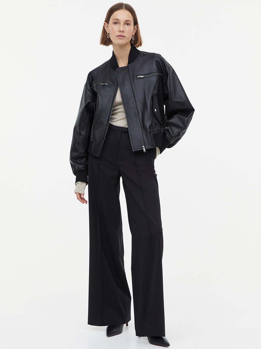 

H&M Women Tailored Wool Trousers, Black