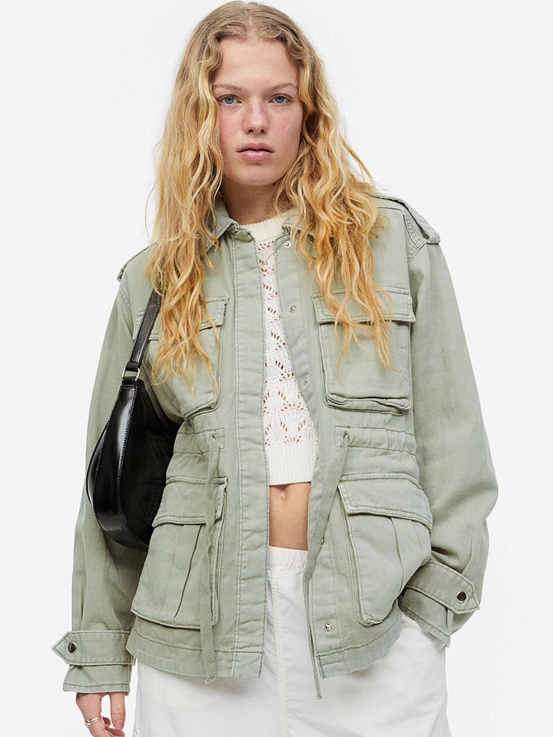 

H&M Cotton twill utility jacket, Green