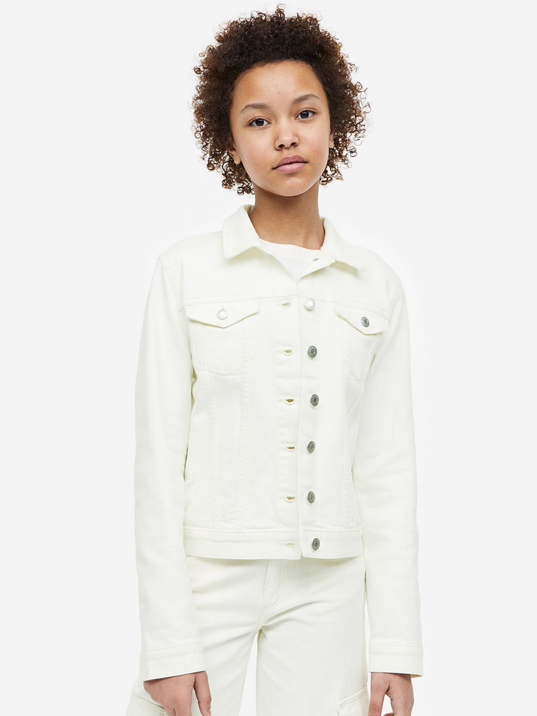 

H&M Solid Denim Jacket, White
