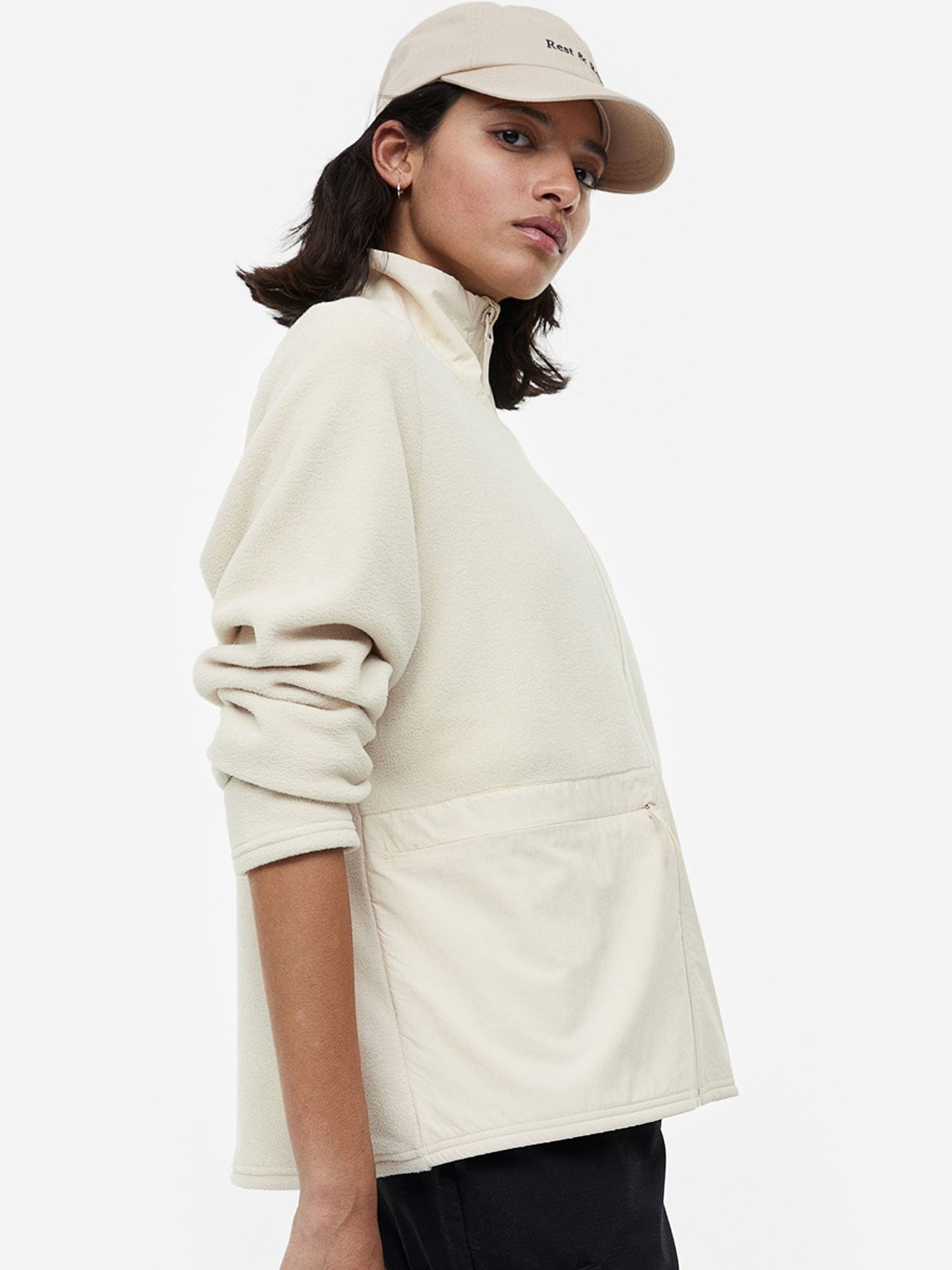 

H&M Fleece Sports Jacket, Beige
