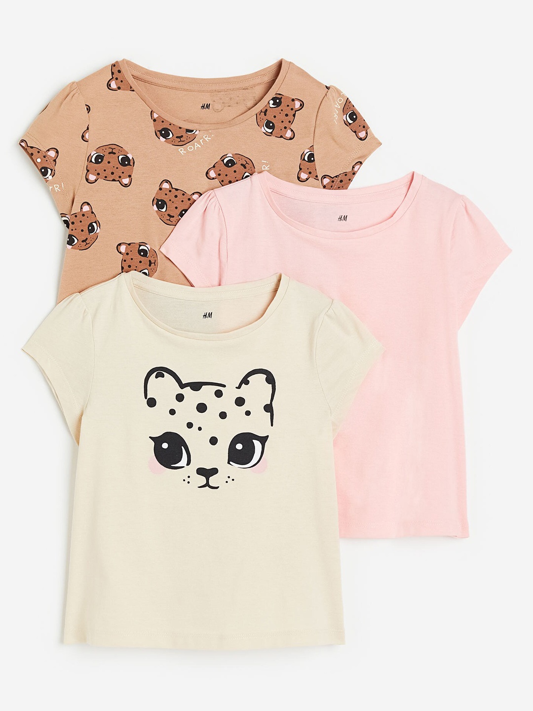 

H&M 3-Pack Jersey Tops, Beige