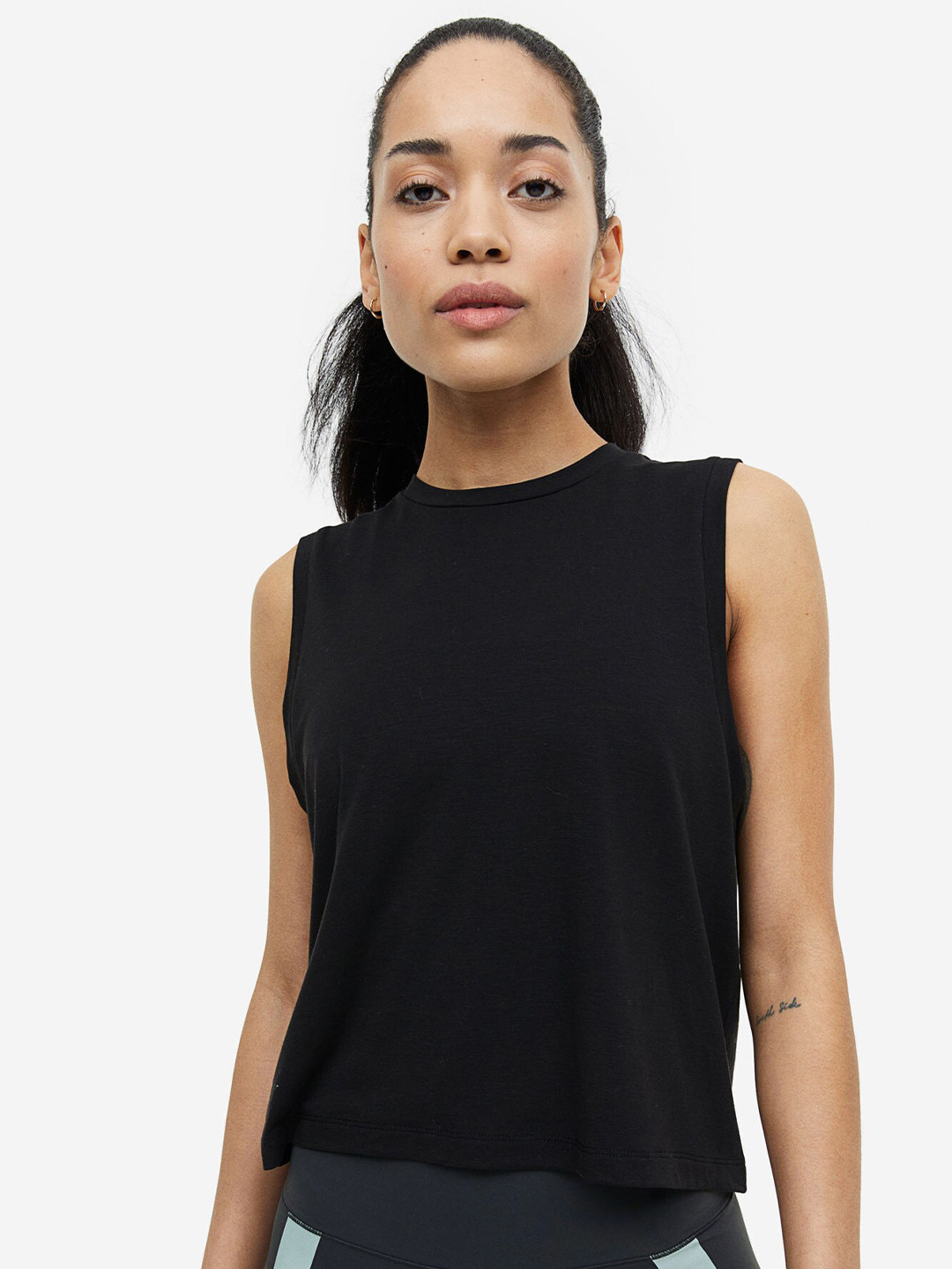 

H&M DryMove Boxy-style Sports Vest Top, Black