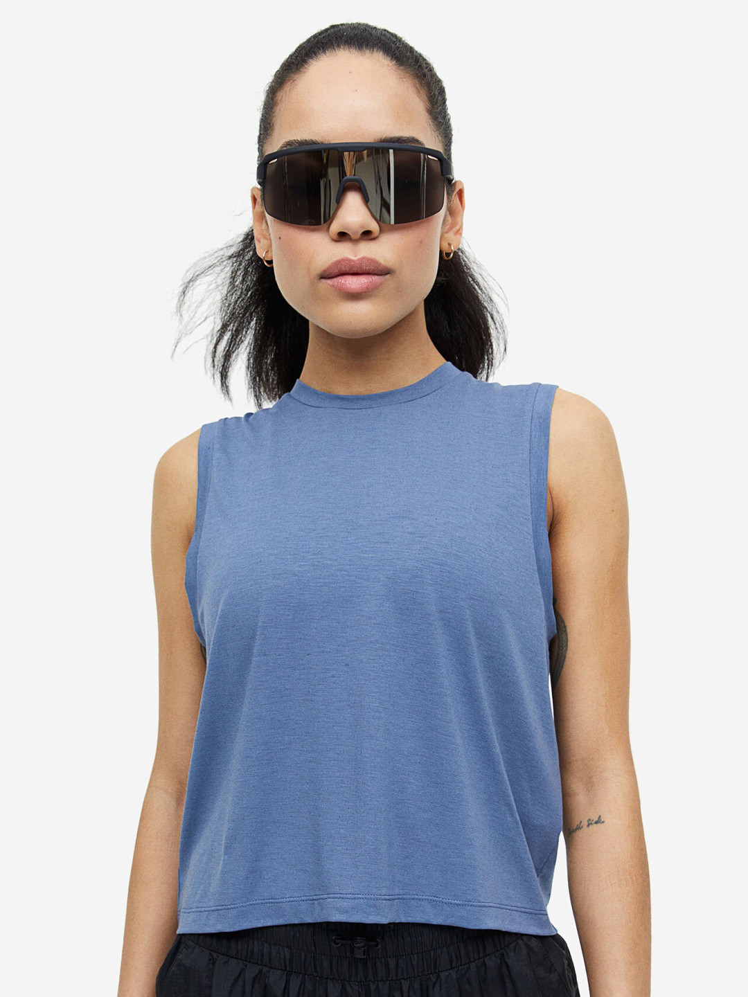 

H&M DryMove Boxy-Style Sports Vest Top, Blue