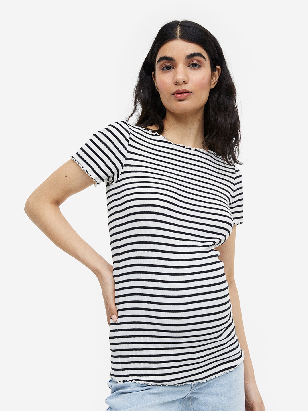 

H&M MAMA 2-Pack Cotton Tops, Black