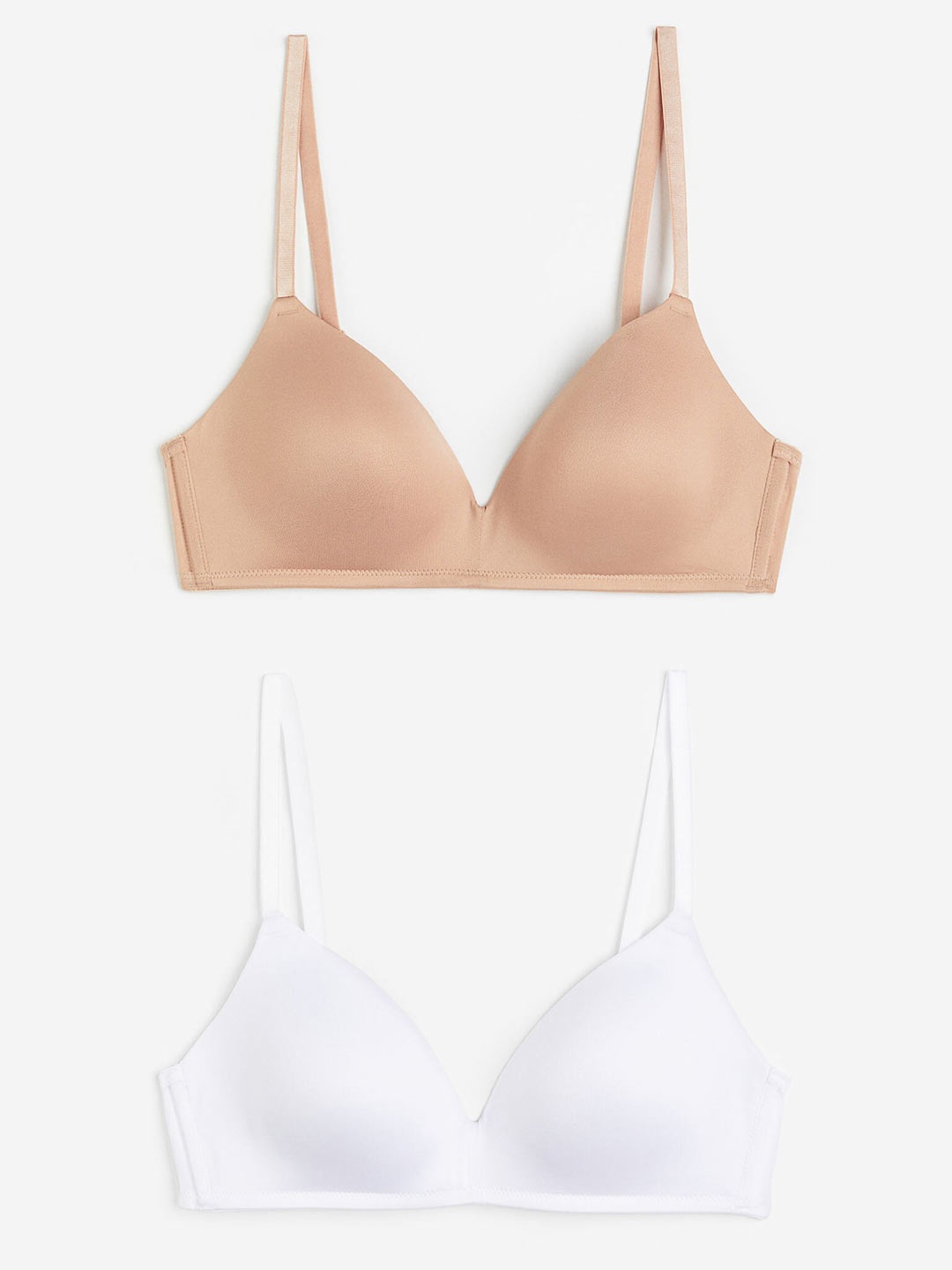 

H&M 2-Pack Padded Microfiber Bra, Beige