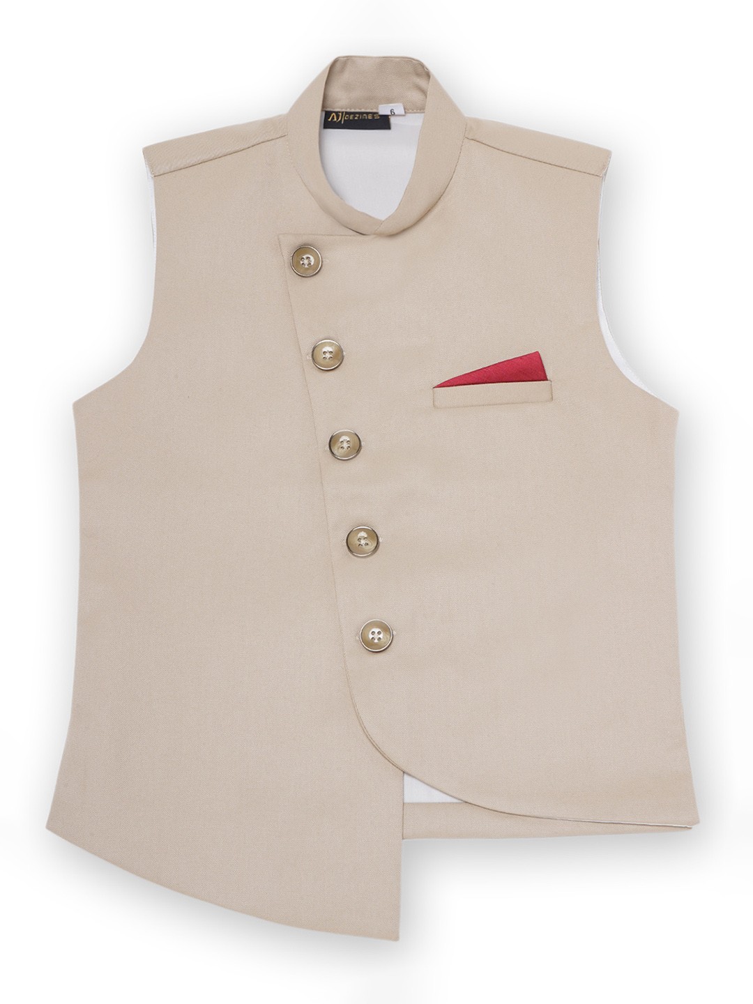 

Aj DEZInES Boys Woven Nehru Jacket With Pocket Square, Beige