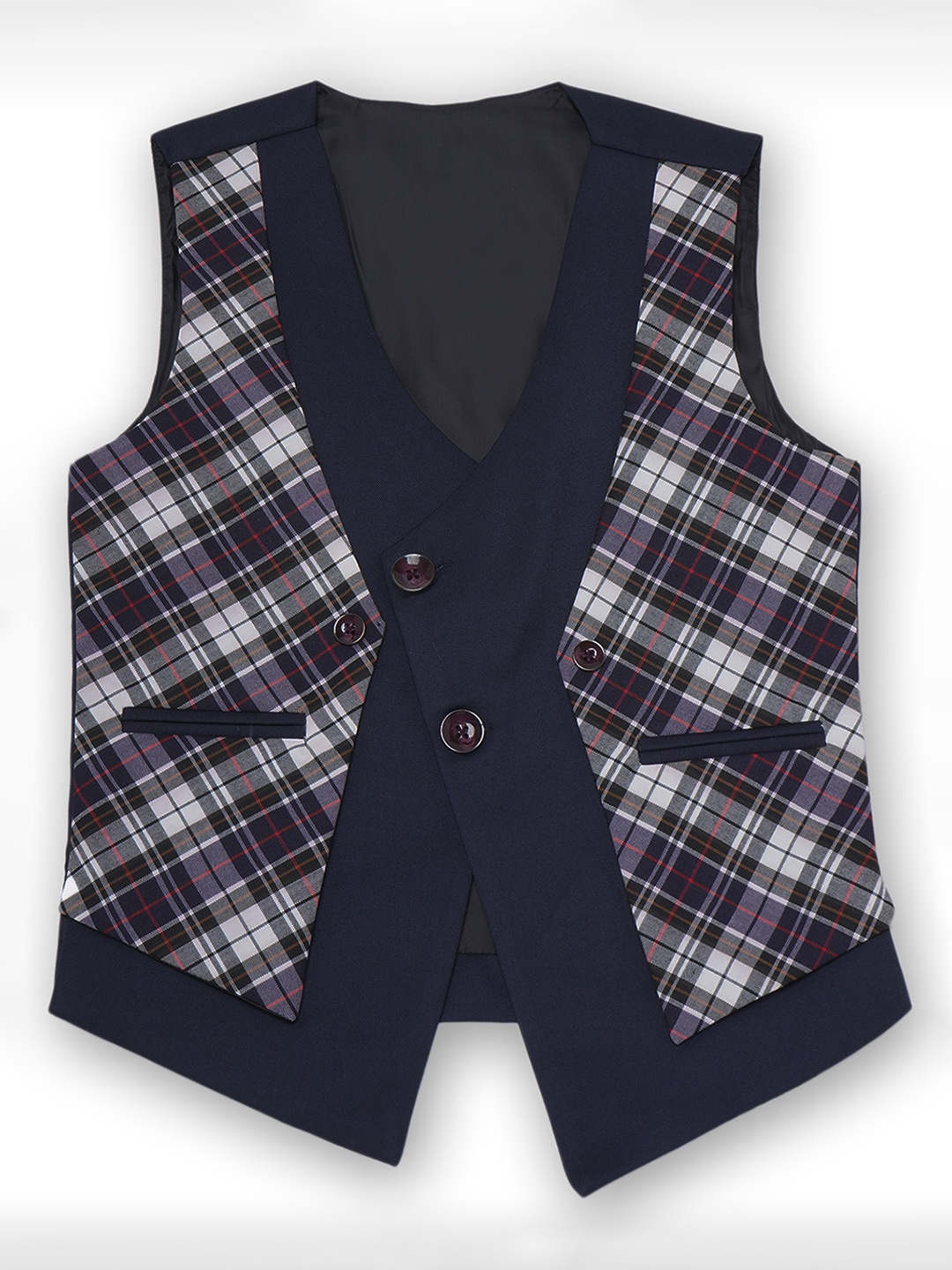 

Aj DEZInES Boys Checkered Waistcoat, Purple