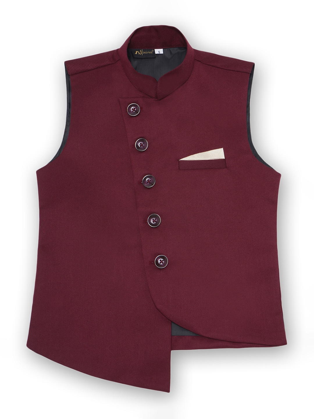 

Aj DEZInES Boys Mandarin Collar Woven Nehru Jacket, Maroon