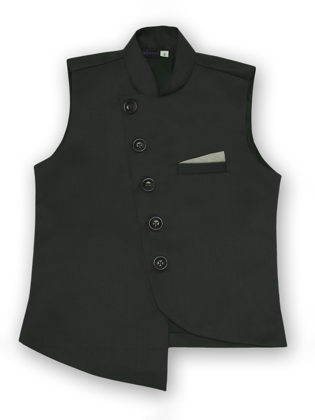 

Aj DEZInES Boys Mandarin Collar Woven Nehru Jacket, Green