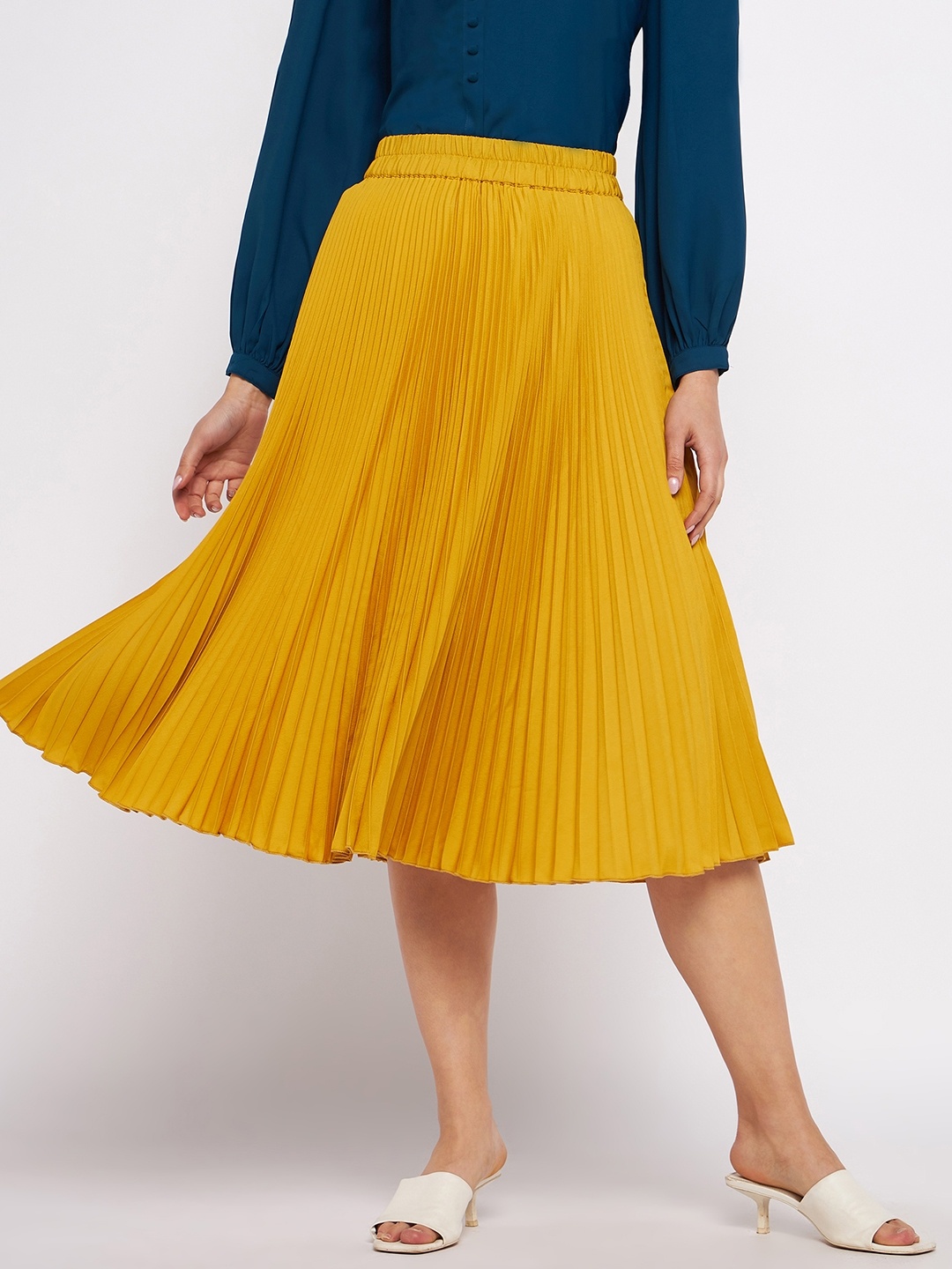 

Antheaan Elit Accordion Pleated Flared Slip-On Skirt, Yellow