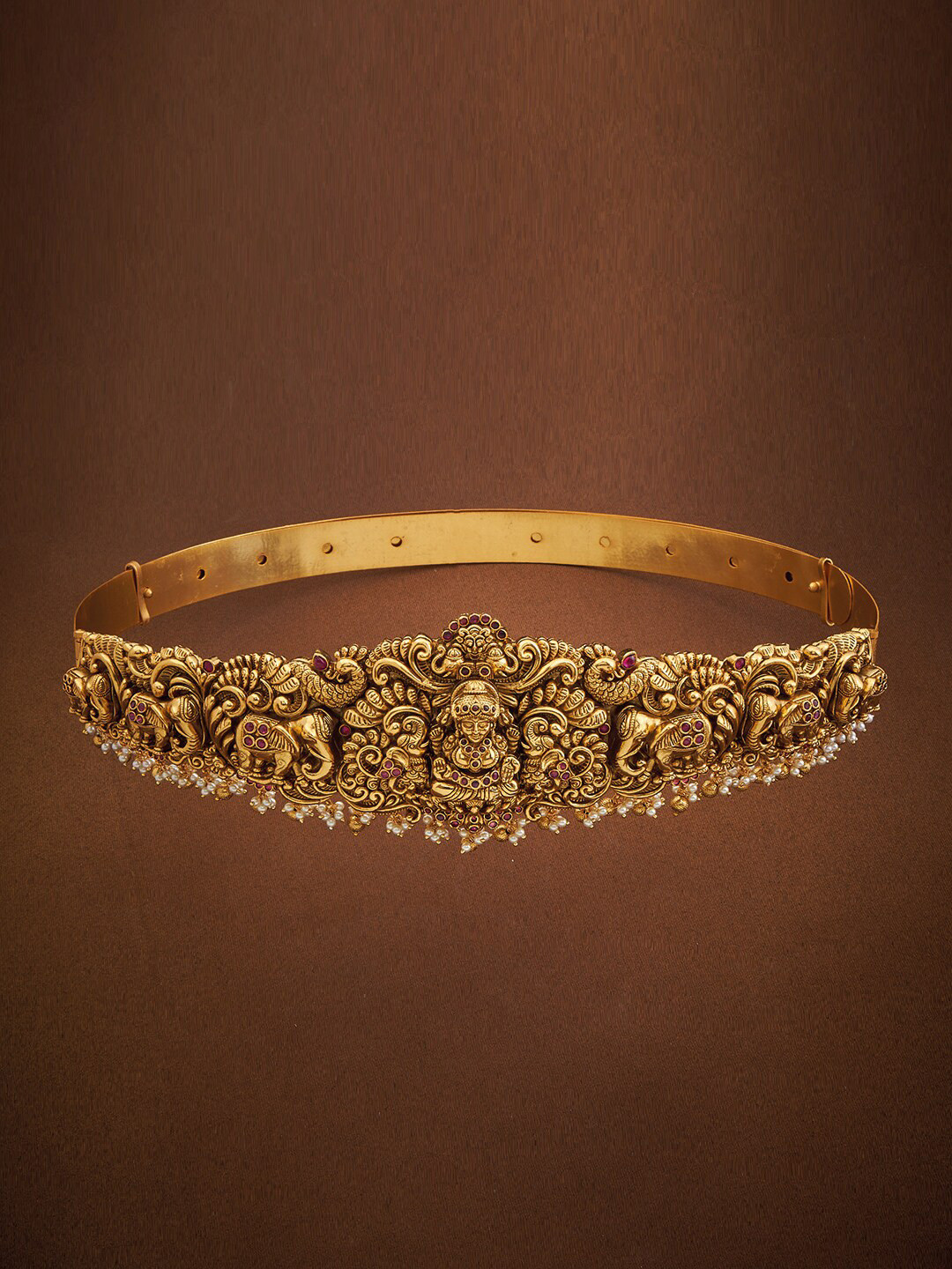 

Kushal's Fashion Jewellery Gold-Toned Stone-Studded & Beaded Kamarbandh