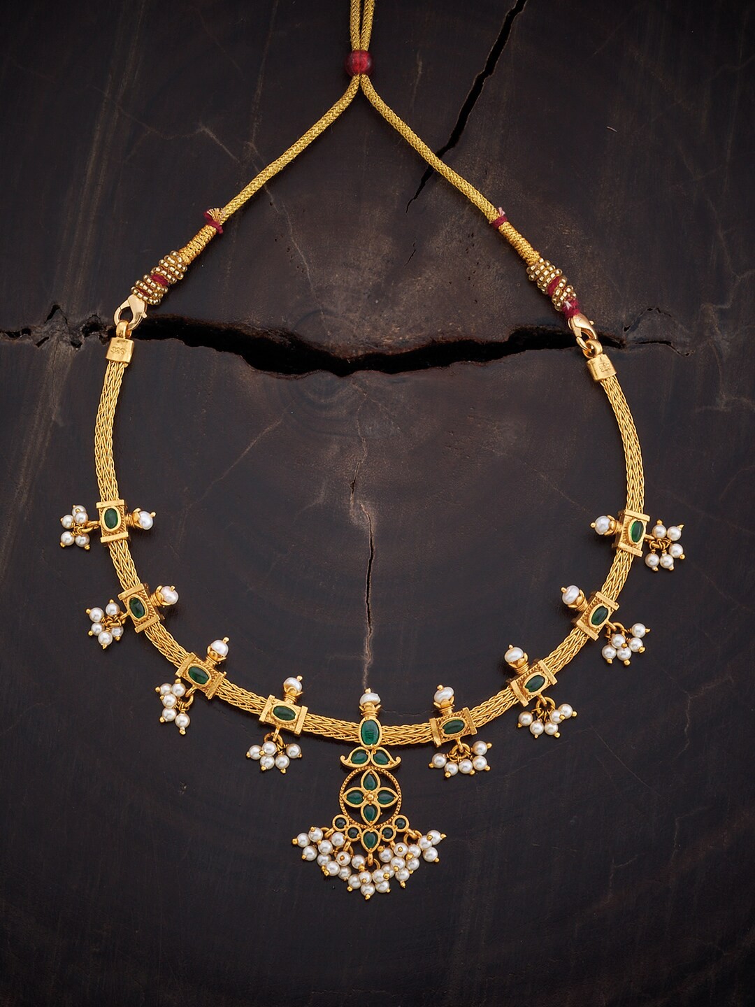 

Kushal's Fashion Jewellery Gold-Toned & Green Silver Gold-Plated Necklace