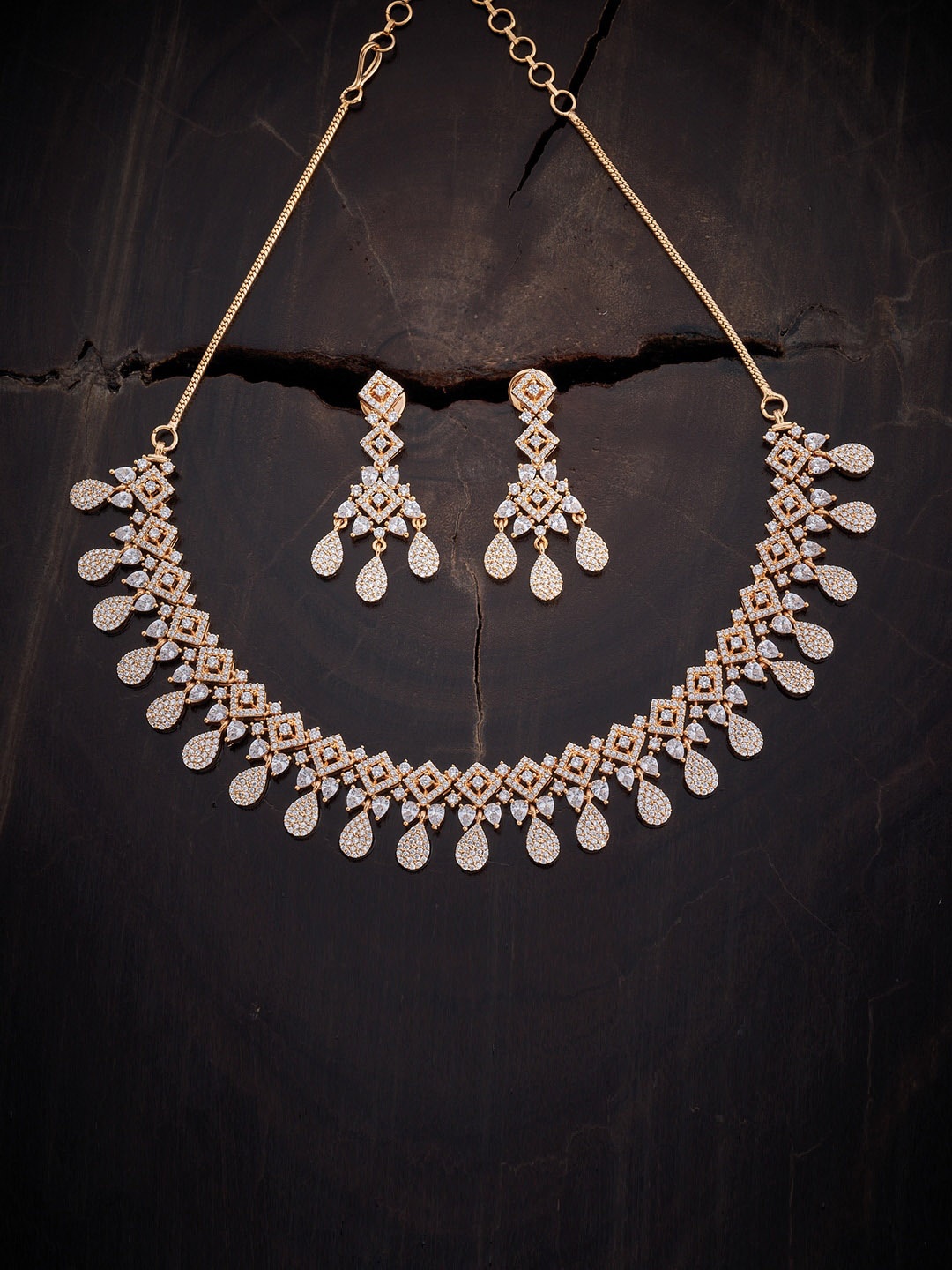 

Kushal's Fashion Jewellery Gold-Plated CZ-Studded & Beaded Jewellery Set, White