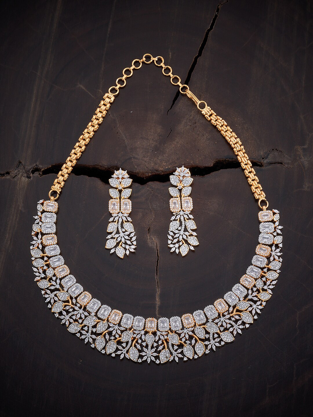 

Kushal's Fashion Jewellery Rose Gold-Plated CZ-Studded Jewellery Set, White