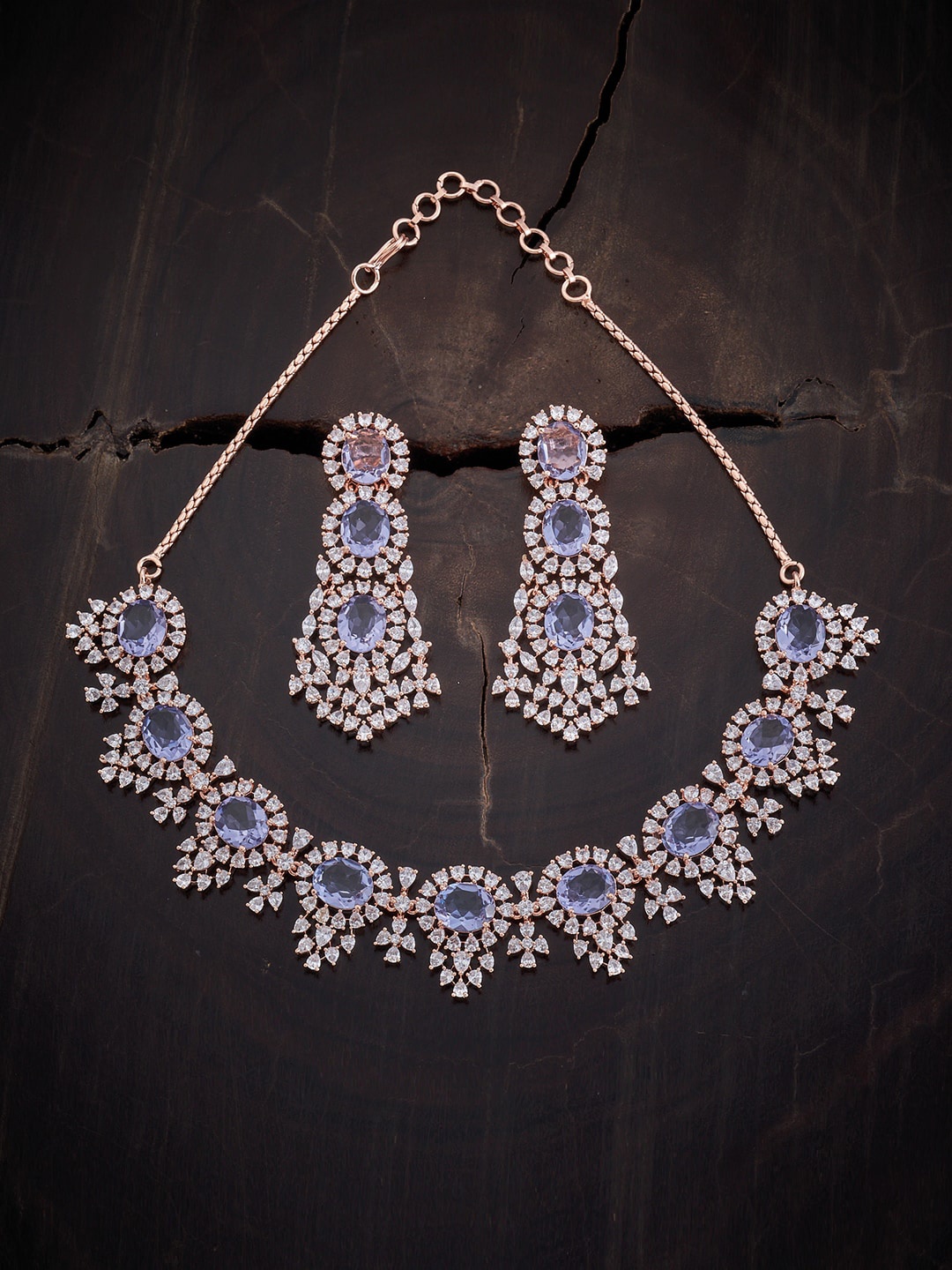 

Kushal's Fashion Jewellery Rose Gold-Plated & CZ Studded Jewellery Set