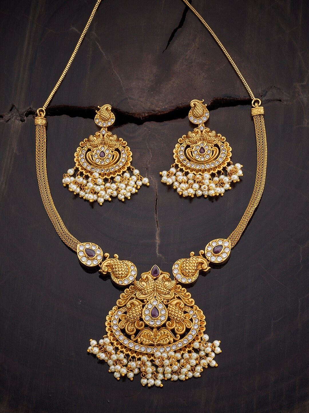 

Kushal's Fashion Jewellery CZ-Studded Jewellery Set, Pink