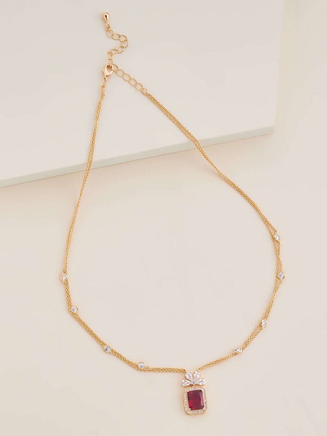 

Kushal's Fashion Jewellery Gold-Plated Necklace, Red