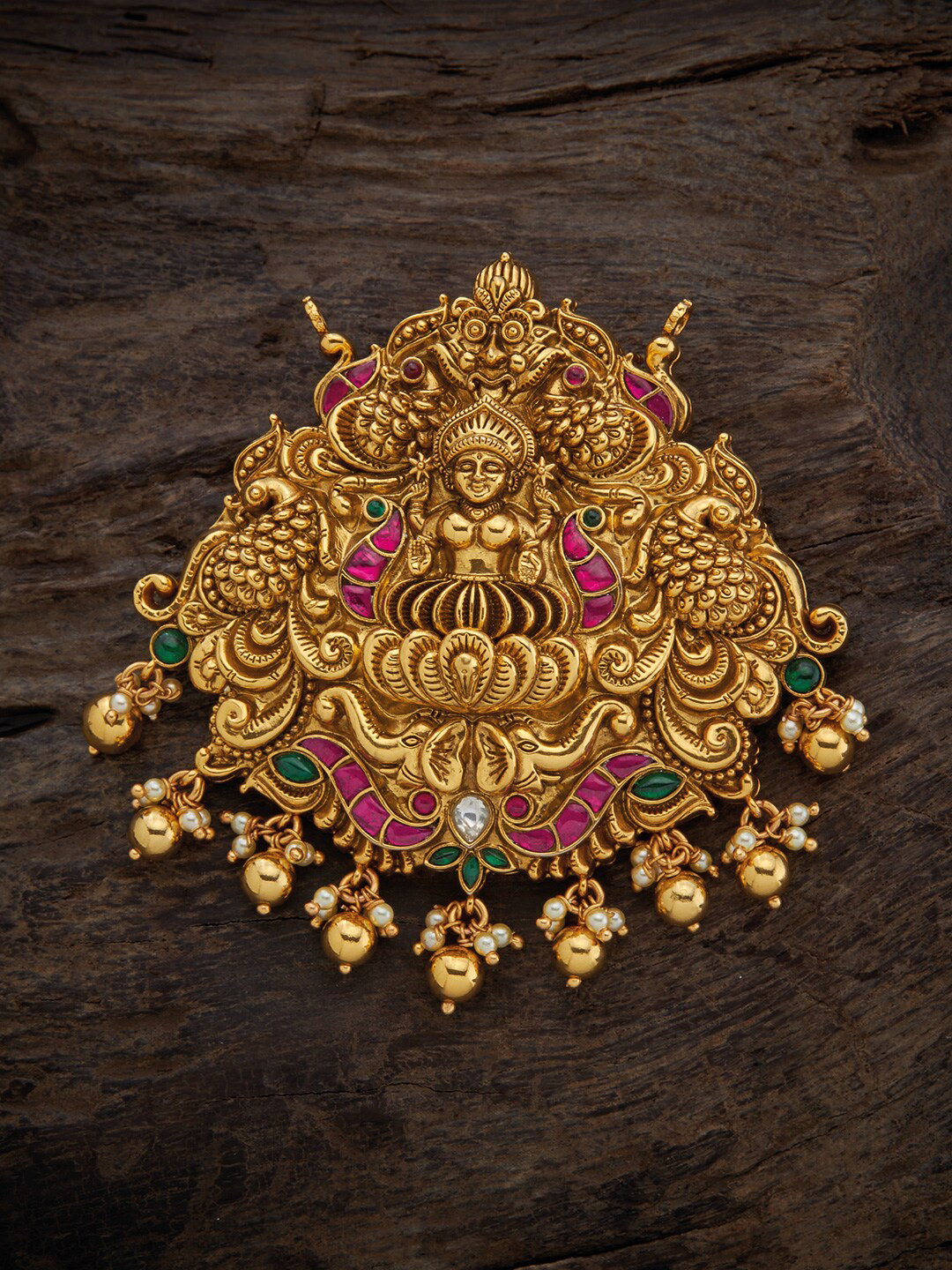 

Kushal's Fashion Jewellery 92.5 Pure Gold Plated Silver Stone-Studded & Beaded Pendant
