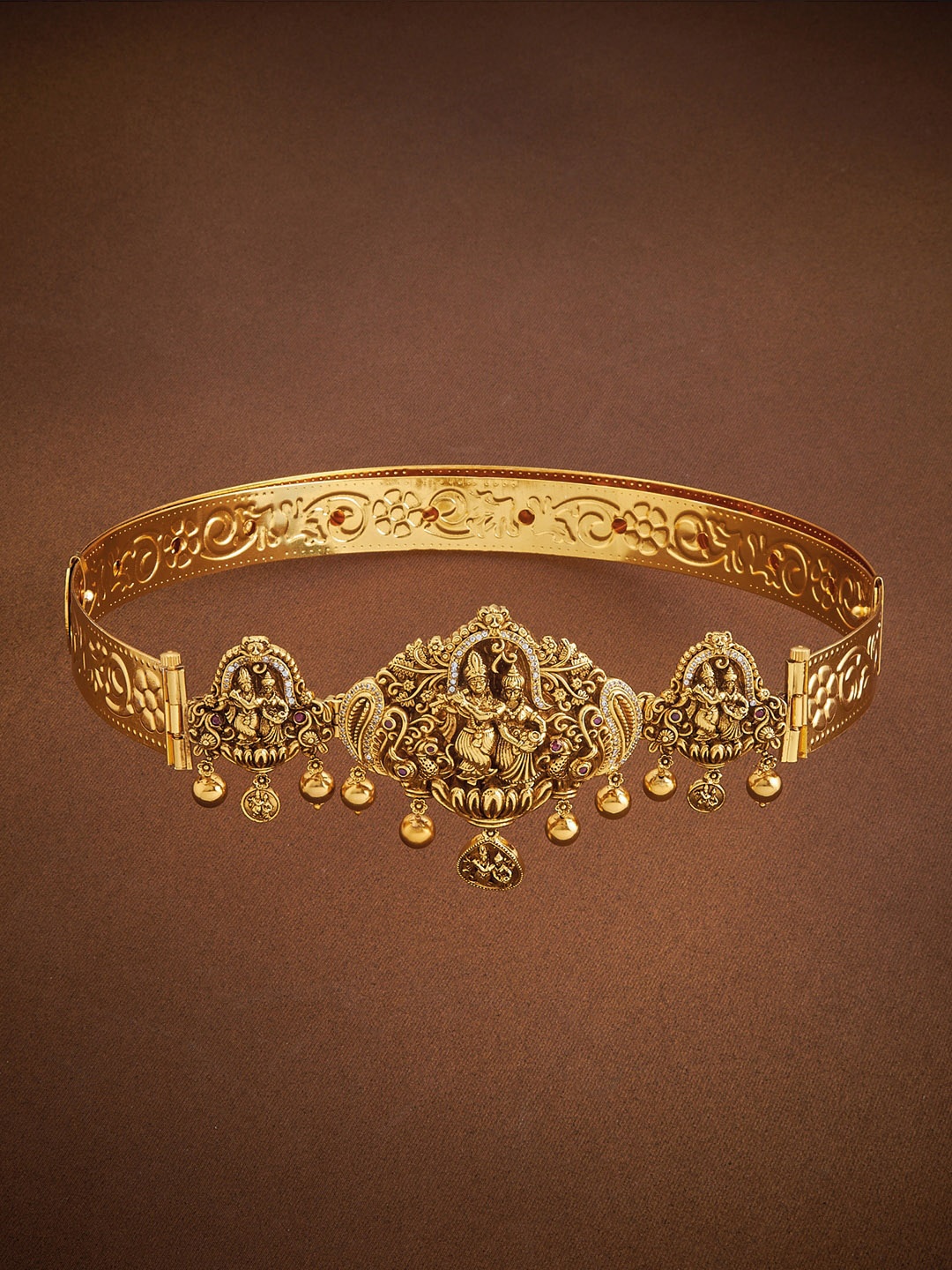 

Kushal's Fashion Jewellery Gold Plated Stone Studded & Beaded Traditional Kamarbandh, Red