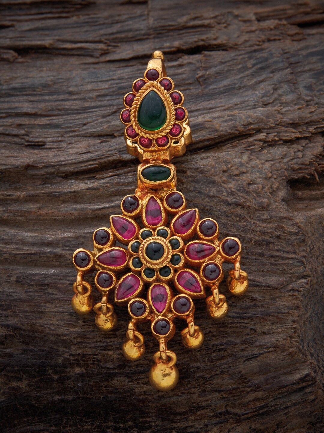 

Kushal's Fashion Jewellery 92.5 Gold Plated Sterling Silver Kundan-Studded Pendant
