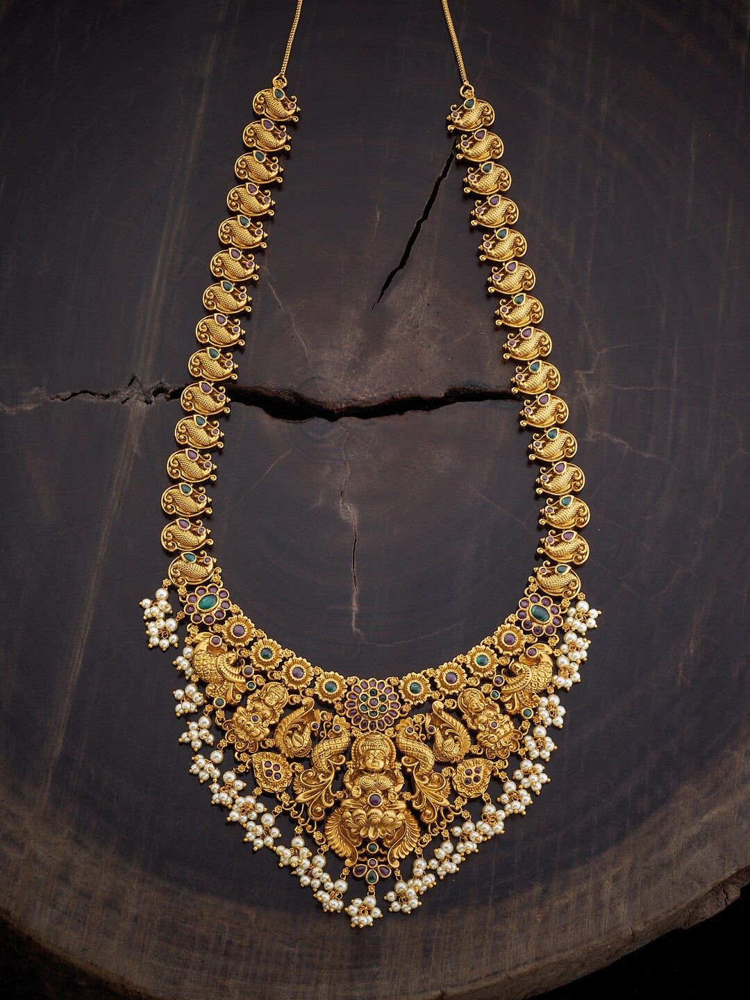 

Kushal's Fashion Jewellery Gold-Plated Ruby Stone-Studded Jewellery Set