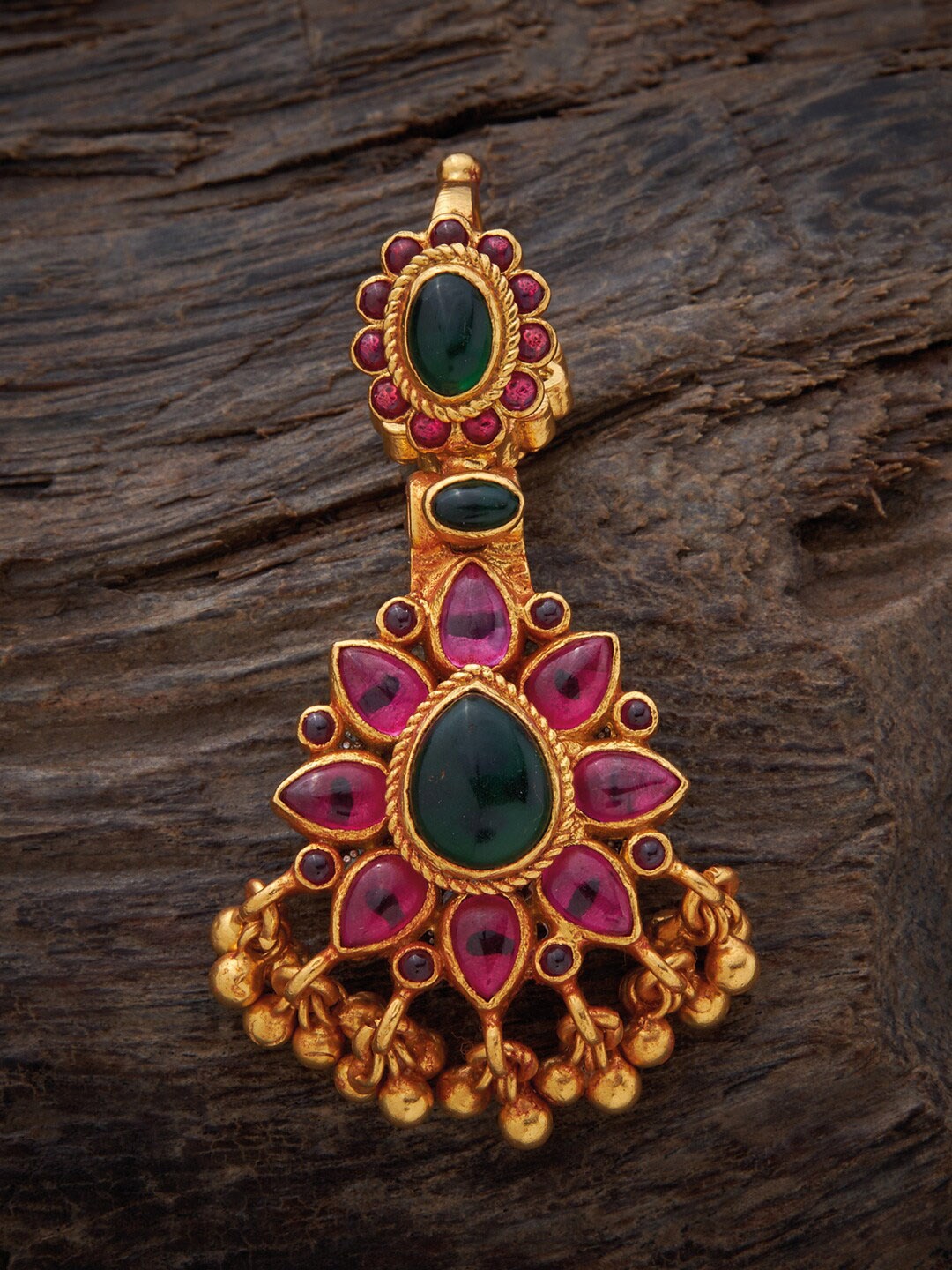 

Kushal's Fashion Jewellery 92.5 Gold Plated Pure Silver Stone-Studded & Beaded Pendant