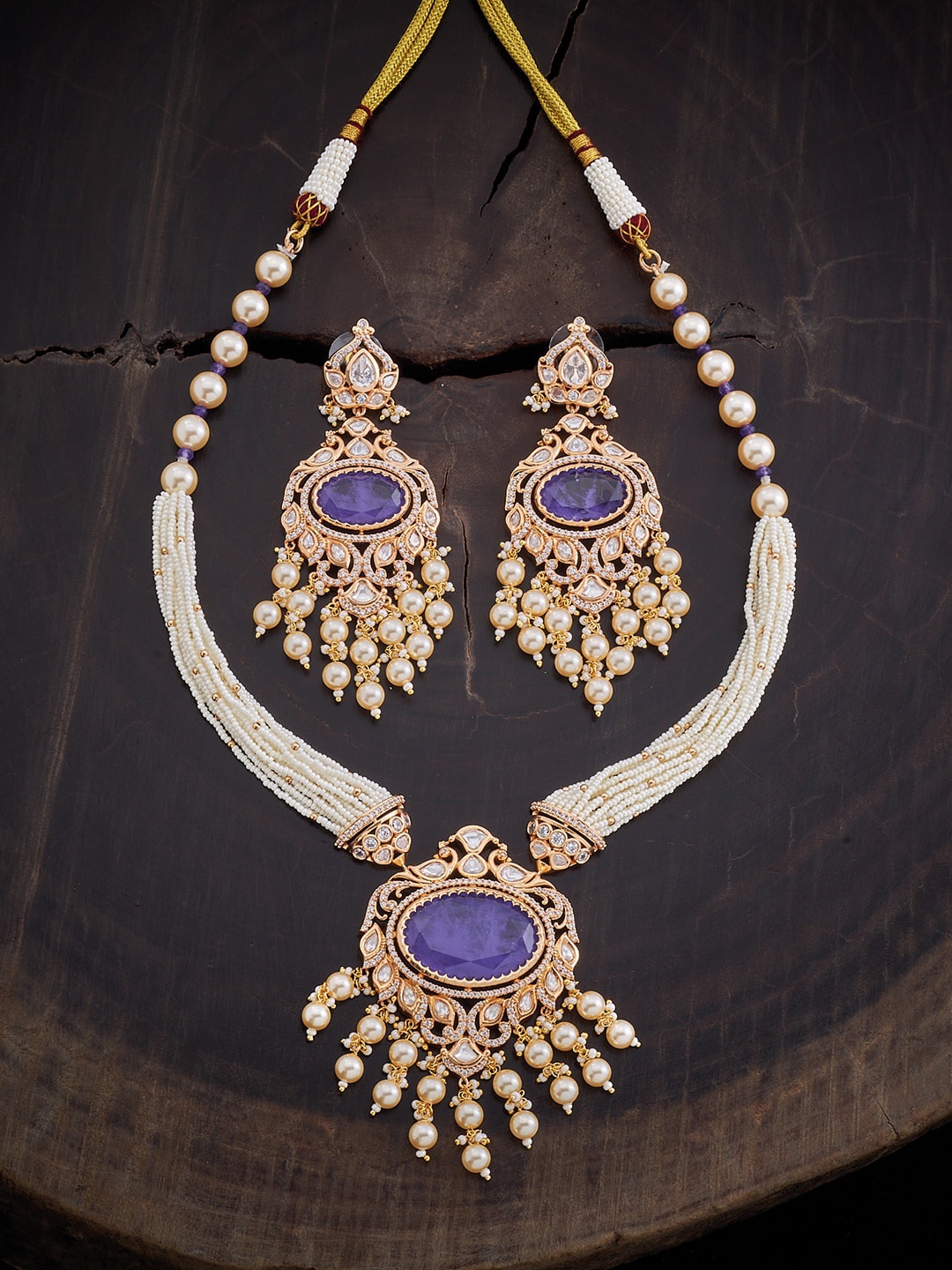 

Kushal's Fashion Jewellery Kundan-Studded Jewellery Set, Lavender