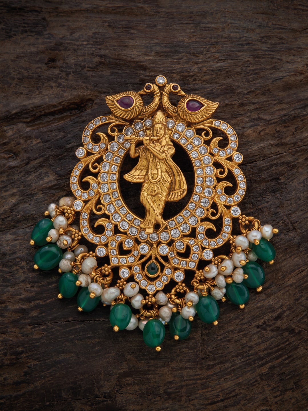 

Kushal's Fashion Jewellery 92.5 Pure Silver Gold-Plated & CZ-Studded Oxidised Pendant