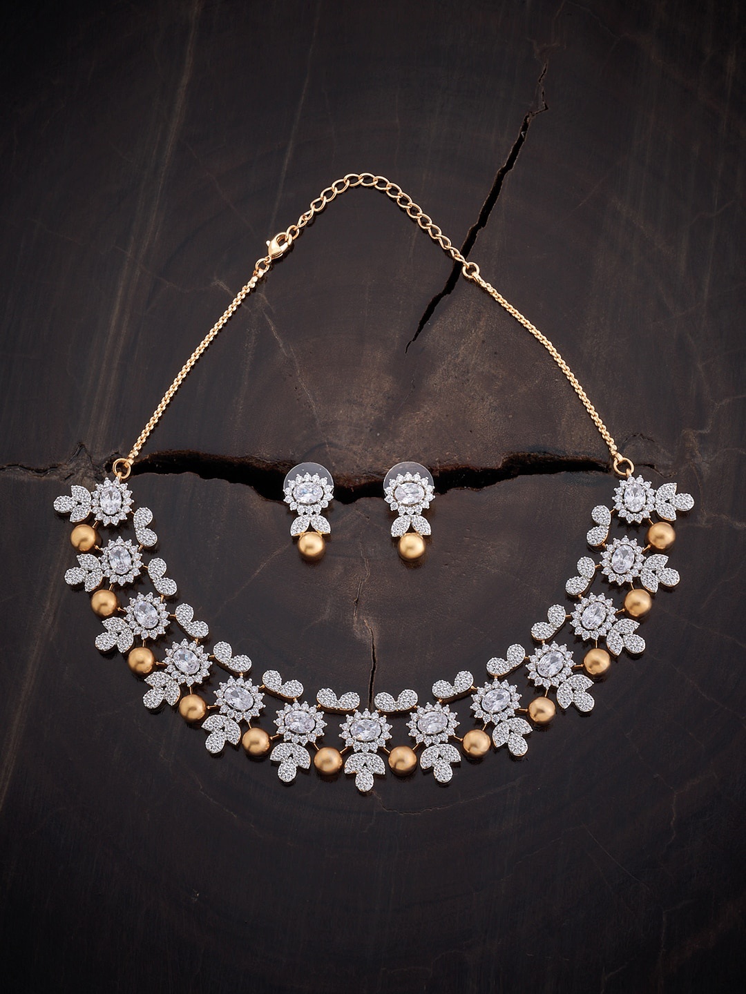

Kushal's Fashion Jewellery Gold-Plated CZ Stone Jewellery Set