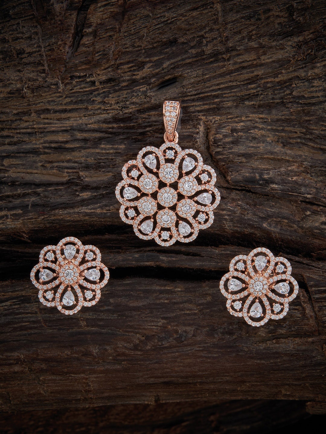 

Kushal's Fashion Jewellery Rose Gold-Plated & CZ-Studded Jewellery Set