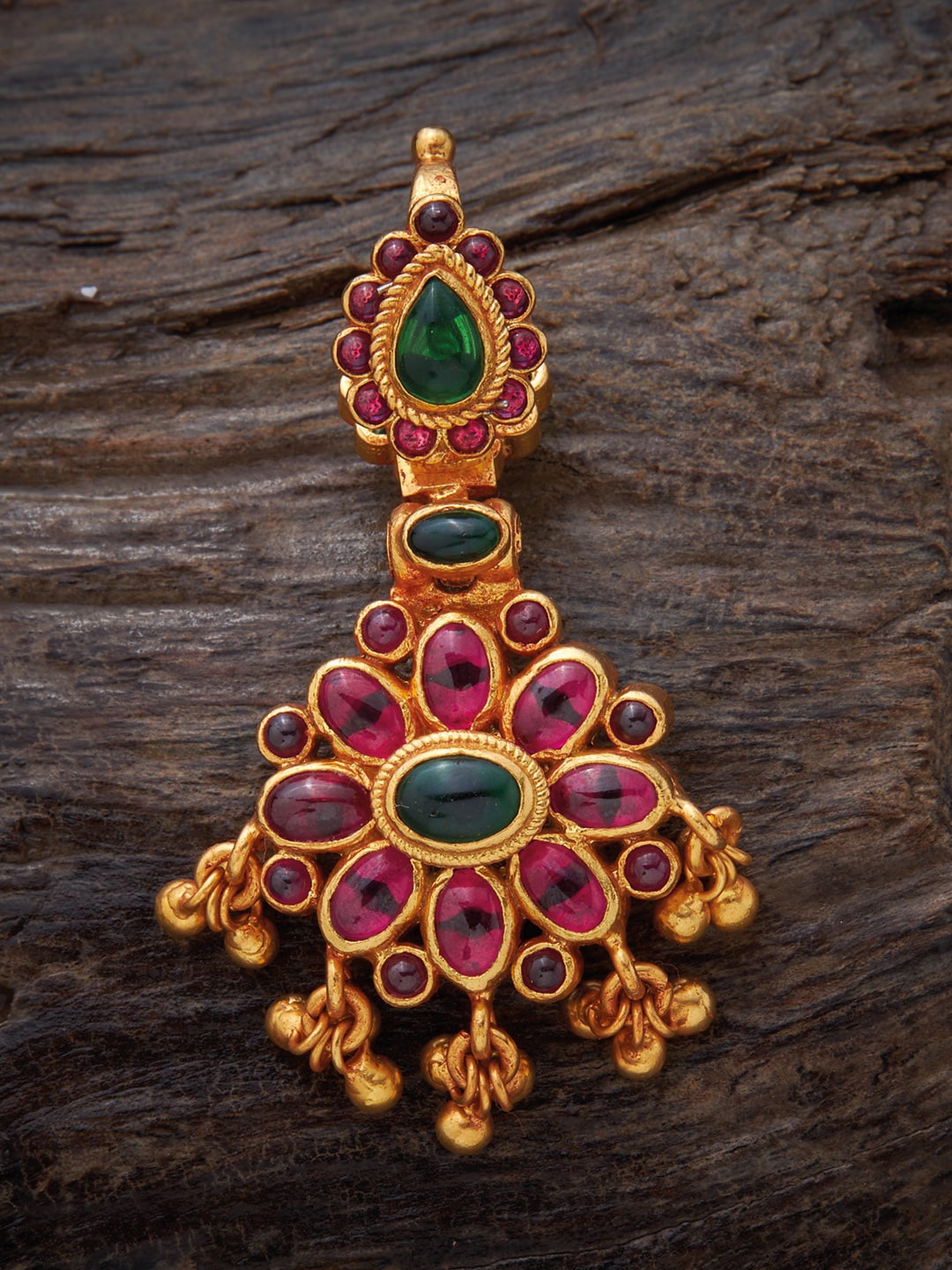 

Kushal's Fashion Jewellery Women Gold-Plated Stone Studded 925 Pure Silver Pendent, Red