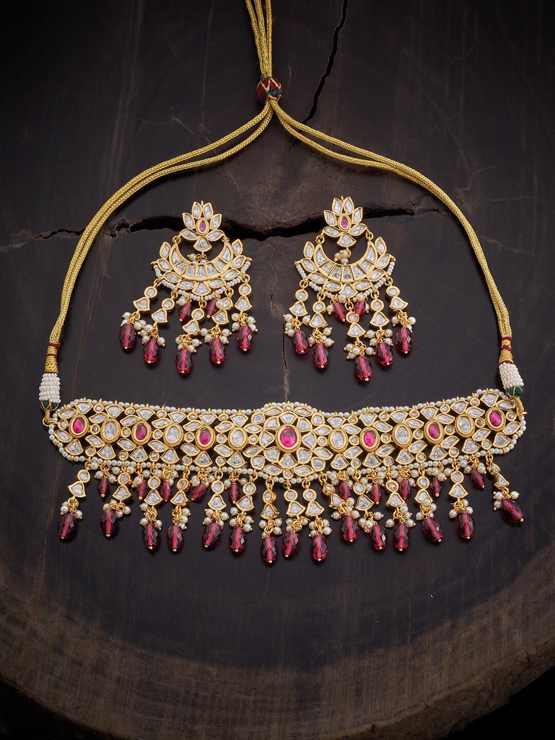 

Kushal's Fashion Jewellery Kundan Studded & Beaded Jewellery Set, Gold