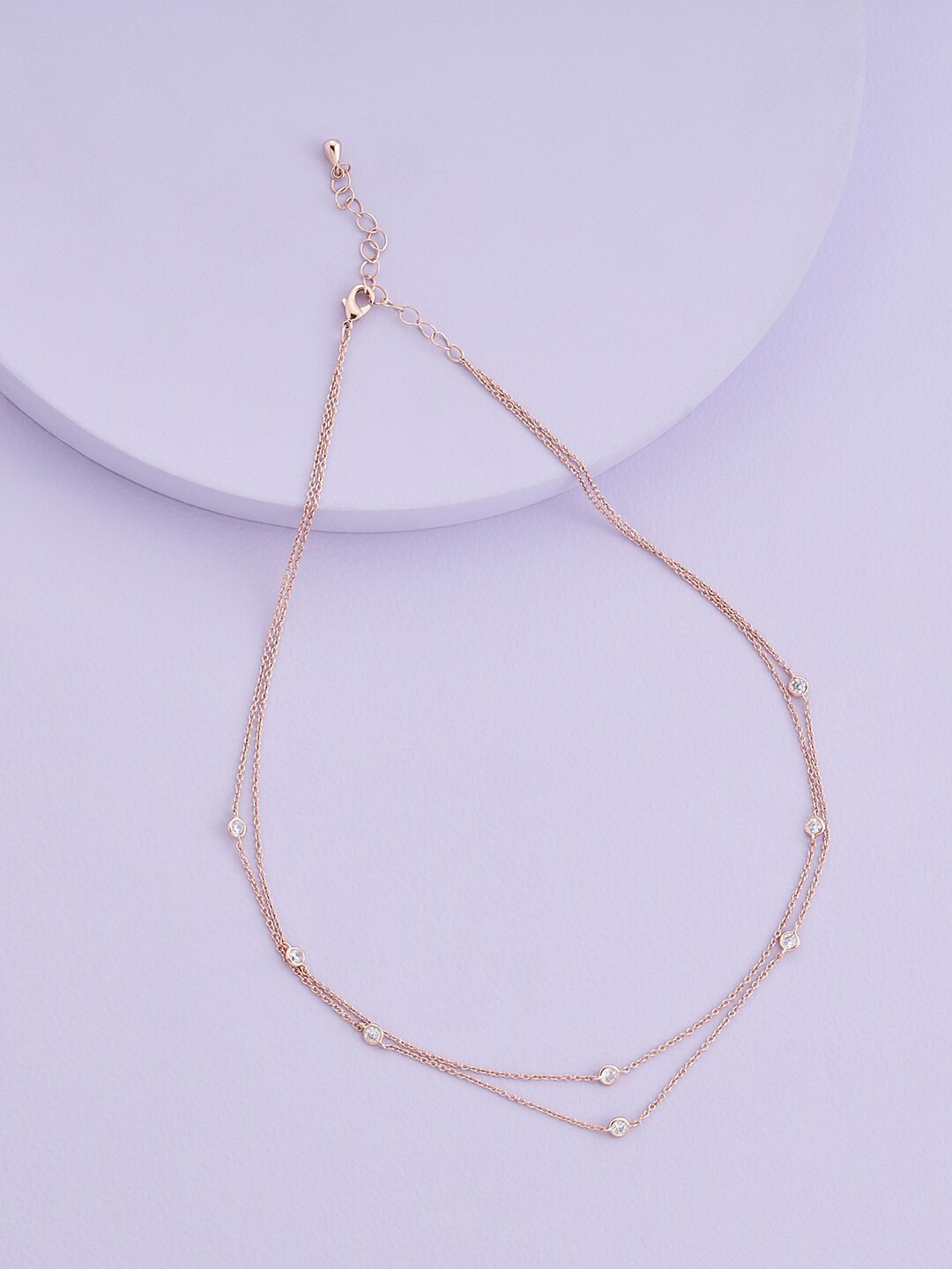 

Kushal's Fashion Jewellery Rose Gold-Plated Cubic Zirconia Layered Chain, White