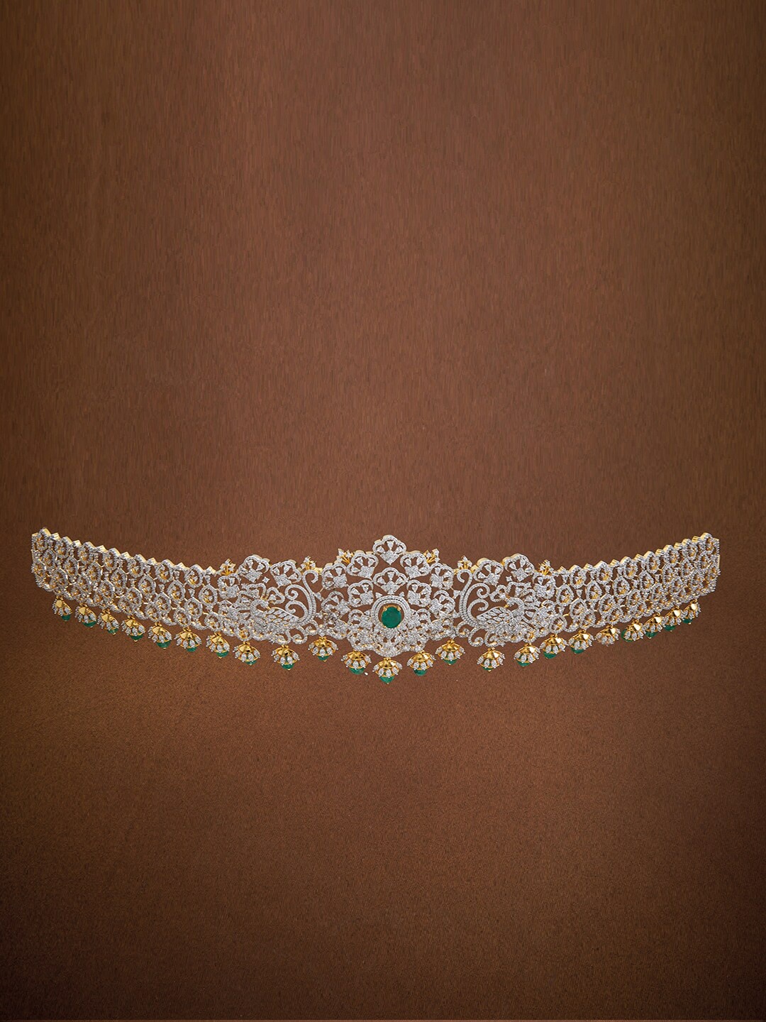 

Kushal's Fashion Jewellery Gold-Plated Cubic Zirconia-Studded Kamarband
