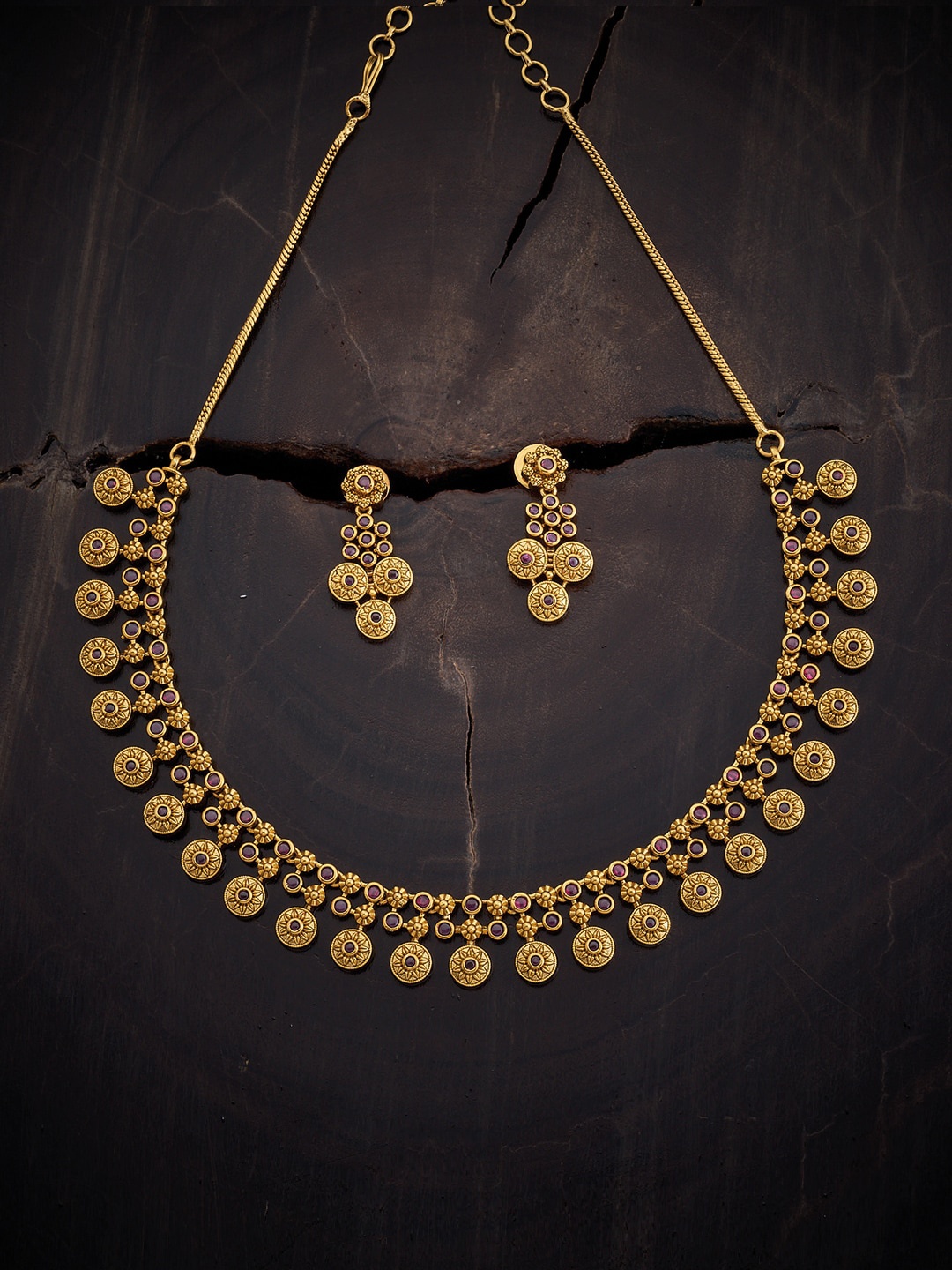 

Kushal's Fashion Jewellery Women Gold-Plated Jewellery Set, Red