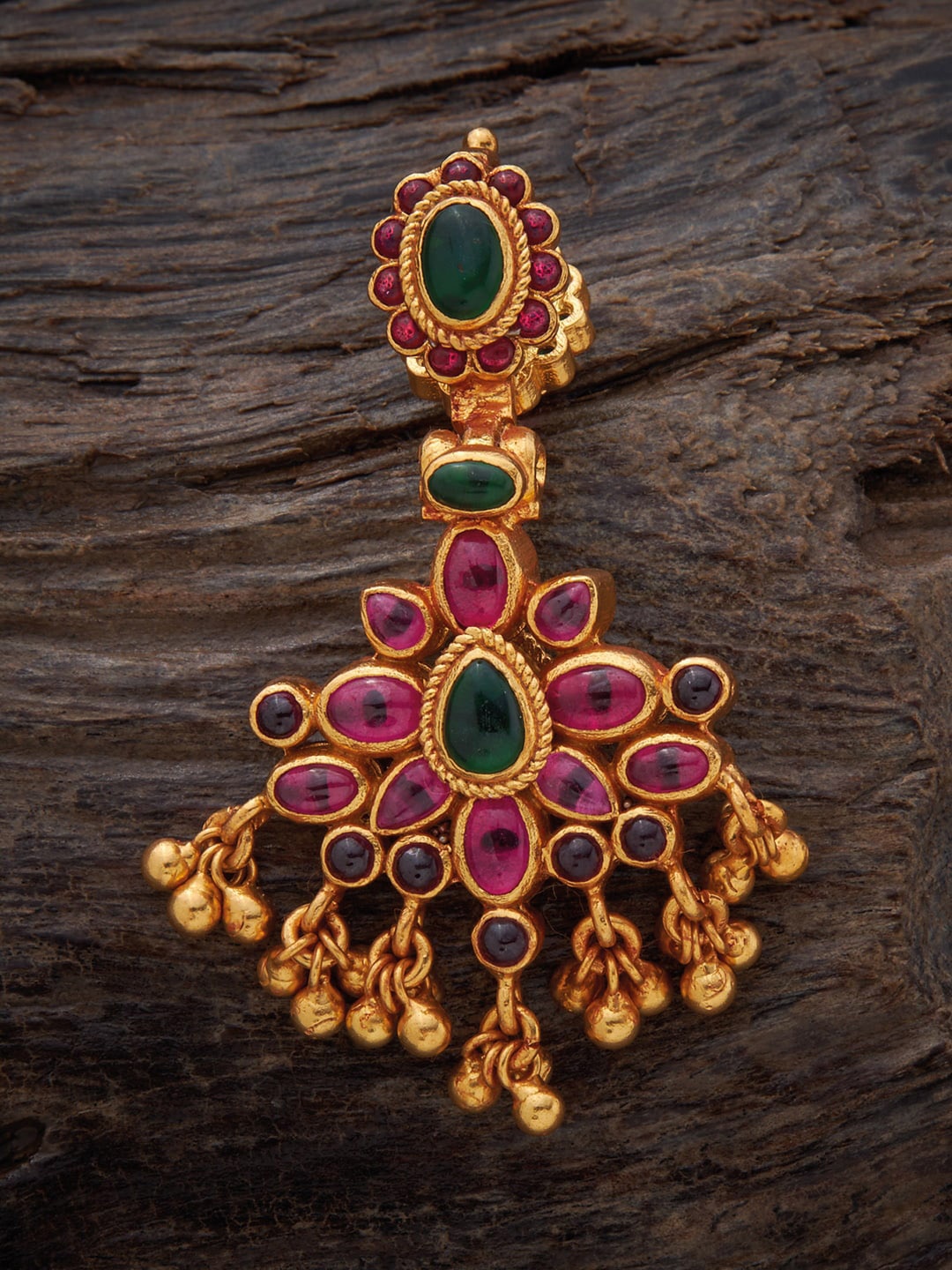 

Kushal's Fashion Jewellery Red & Green 92.5 Pure Silver Pendant with Spinal Stones