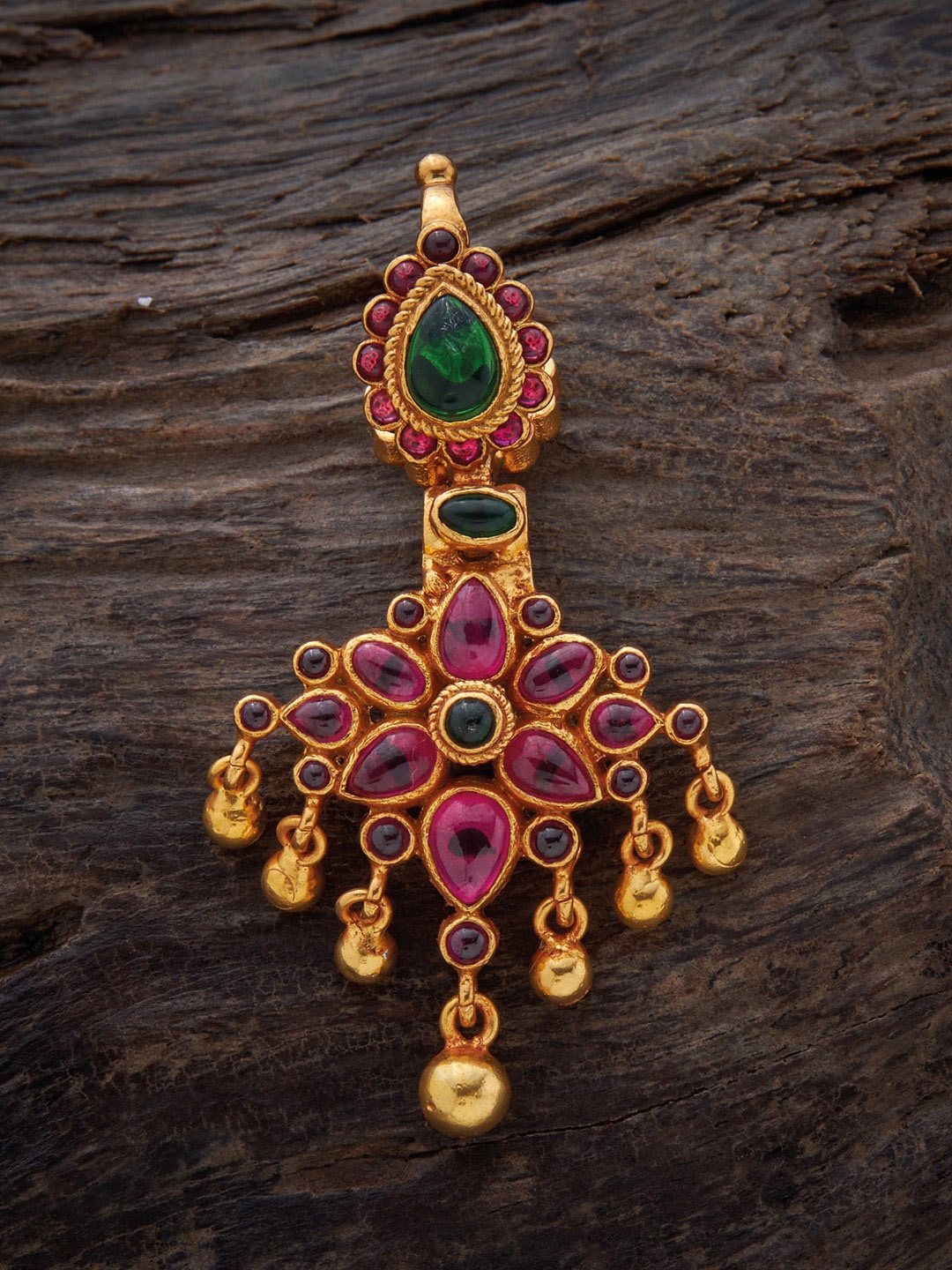 

Kushal's Fashion Jewellery Red & Green 92.5 Pure Silver Pendant with Spinal Stones