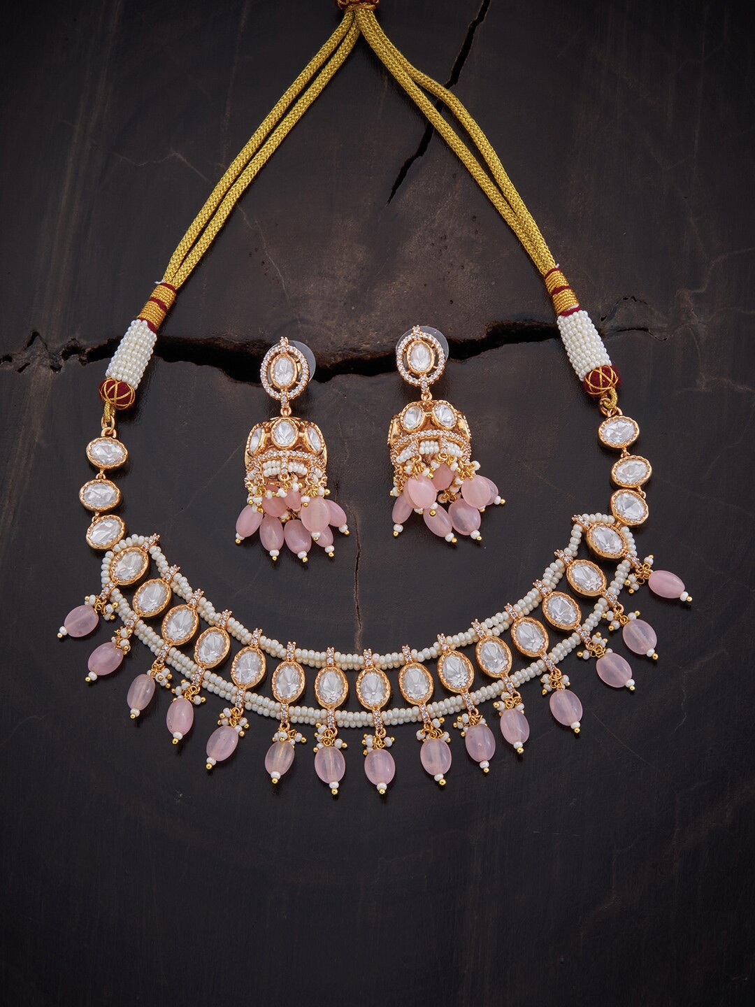 

Kushal's Fashion Jewellery Kundan Studded & Beaded Jewellery Set, Gold