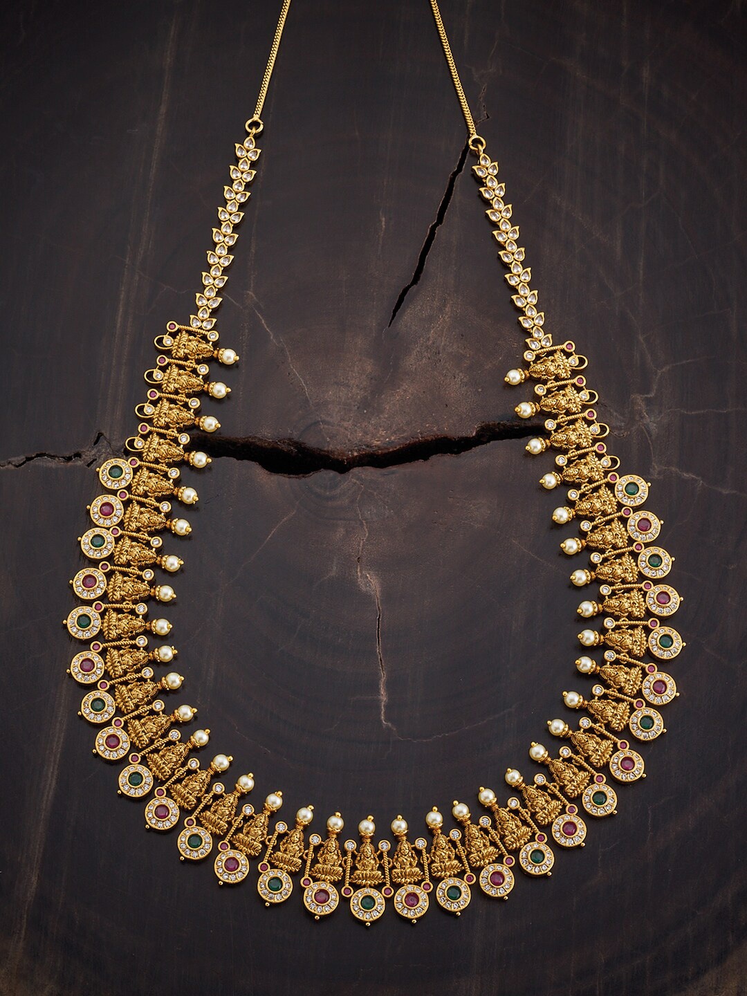 

Kushal's Fashion Jewellery Gold-Plated Copper Temple Necklace, Red