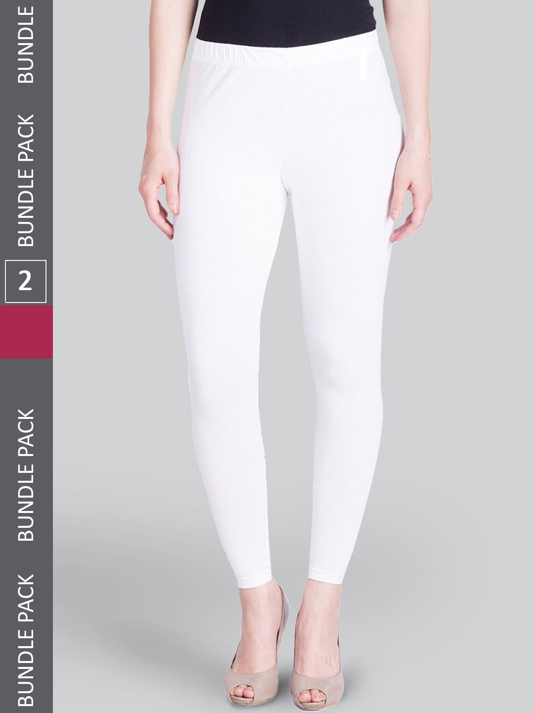 

LYRA Premium Pack Of 2 Sculpting Seams Mid Rise Cotton Ankle-Length Leggings, Pink