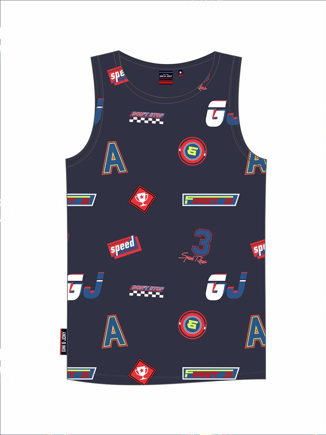 

Gini and Jony Infant Boys Typography Printed Sleeveless T-shirt, Black