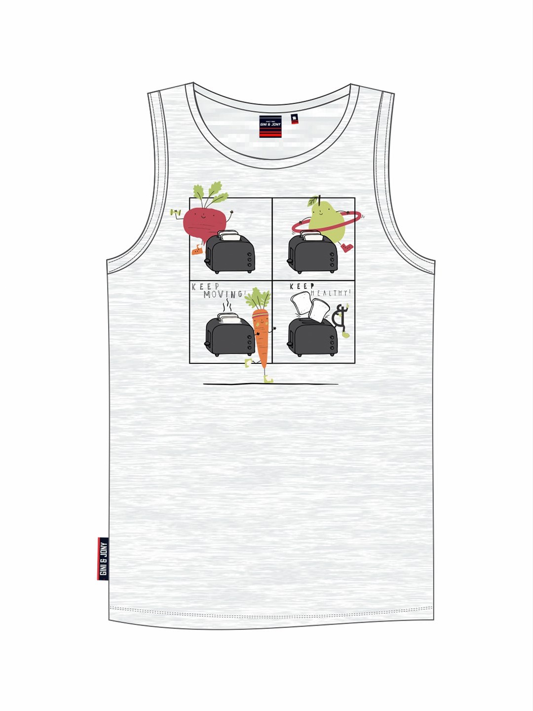 

Gini and Jony Boys Graphic Printed Sleeveless Cotton T-shirt, White