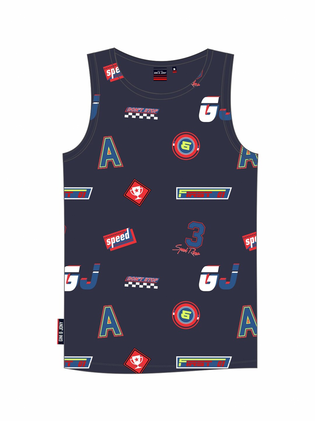 

Gini and Jony Boys Typography Printed Sleeveless Cotton T-shirt, Black