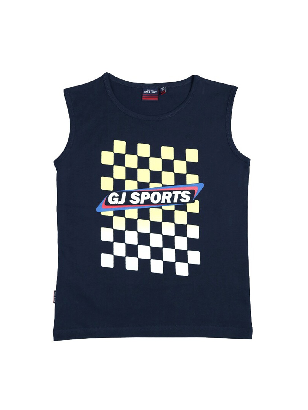 

Gini and Jony Boys Checked Cotton T-shirt, Navy blue