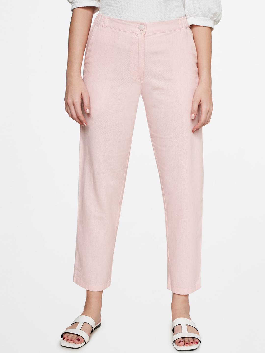 

AND Women Mid-Rise Tapered Fit Trousers, Pink